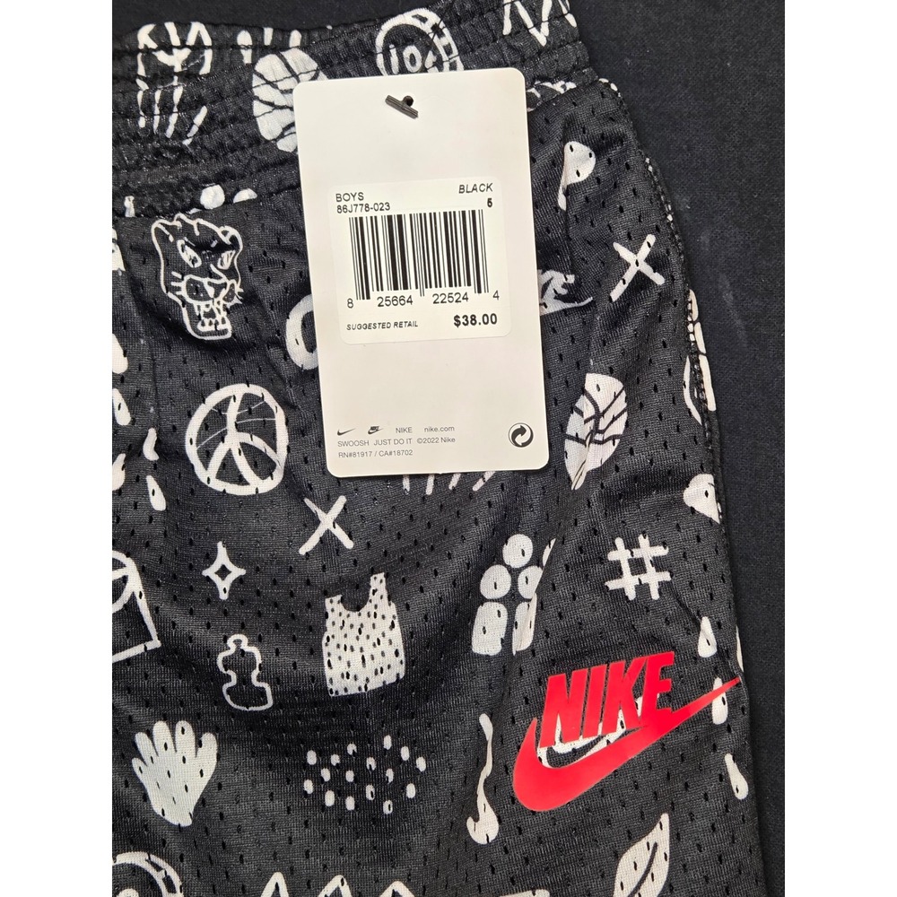 Nike Ball For All Mesh Basketball Shorts Black Doodle Print Size 5 86J778-023 - Picture 3 of 7